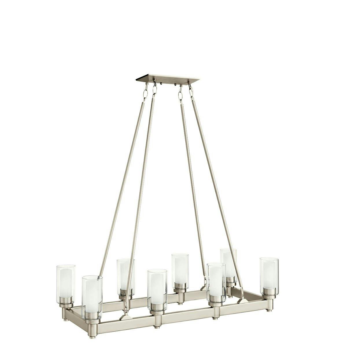 Circolo 39.25" Linear Chandelier Nickel on a white background