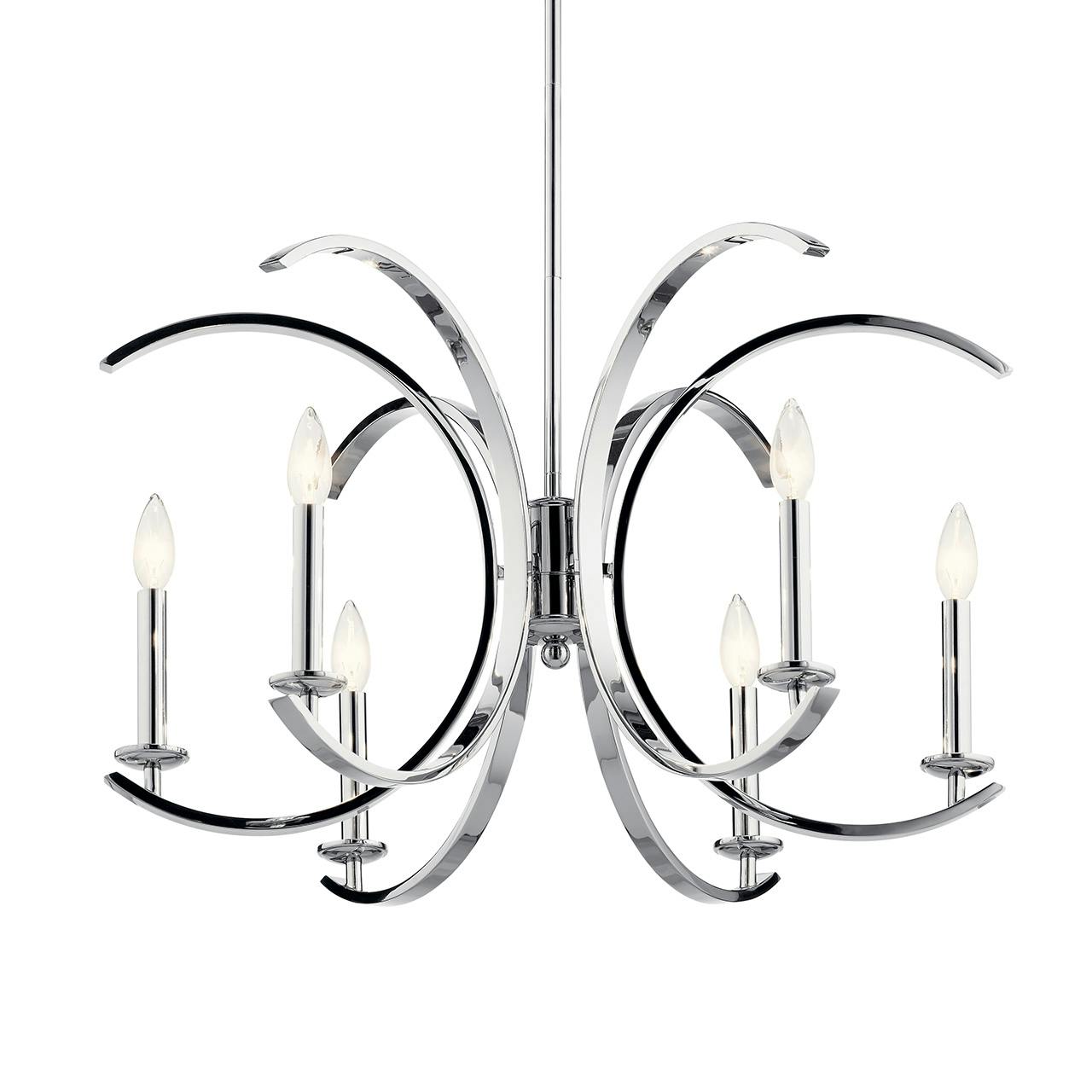 Cassadee 16.5" 6 Light Chandelier Chrome without the canopy on a white background