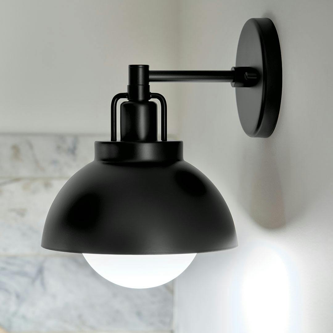 Day time kitchen with Niva 11.25 Inch 1 Light Convertible Semi Flush with Satin Etched Cased Opal Glass in Black