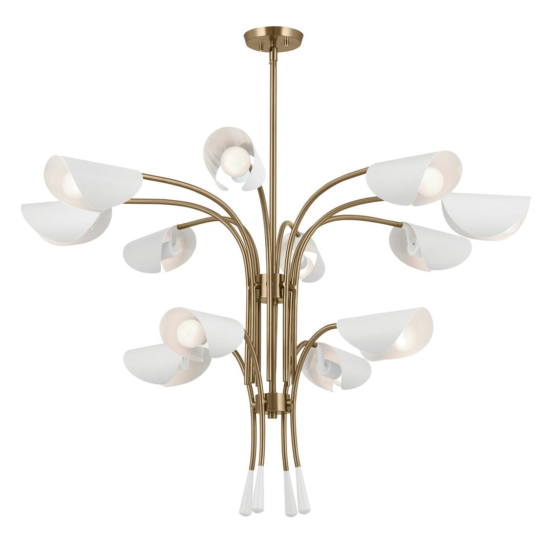 Arcus 46.25 Inch 12 Light Chandelier in Champagne Bronze with White on a white background