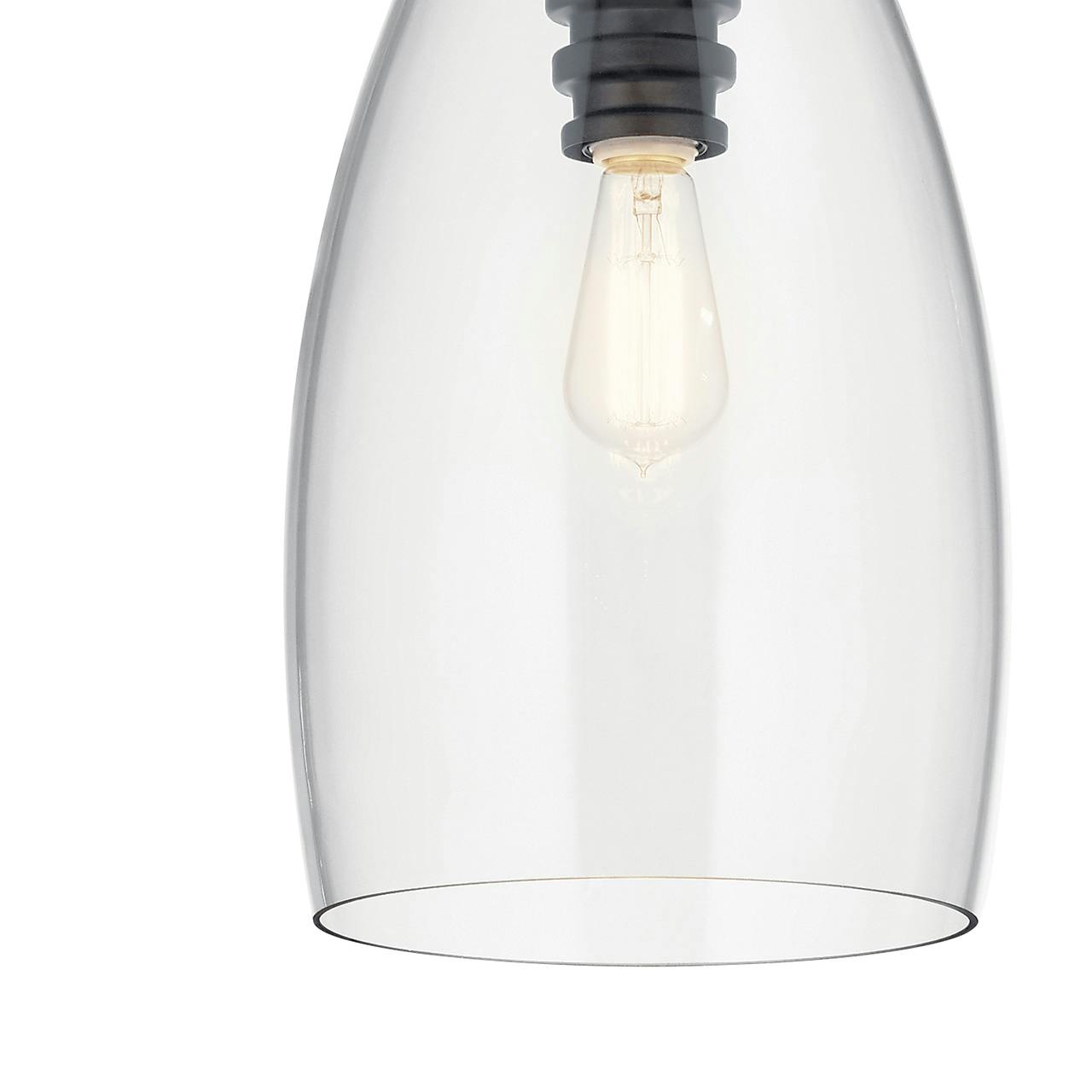 Close up view of the Lakum™ 1 Light Pendant Classic Black on a white background