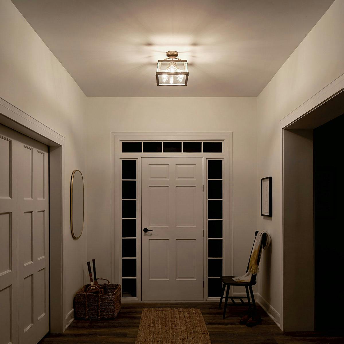 Night time Hallway image featuring Darton flush mount light 52125BNB