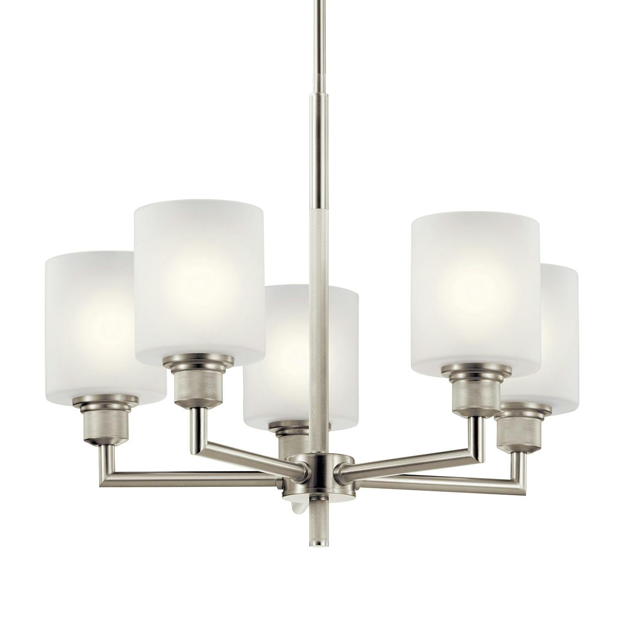 Lynn Haven 5 Light Chandelier Nickel without the canopy on a white background