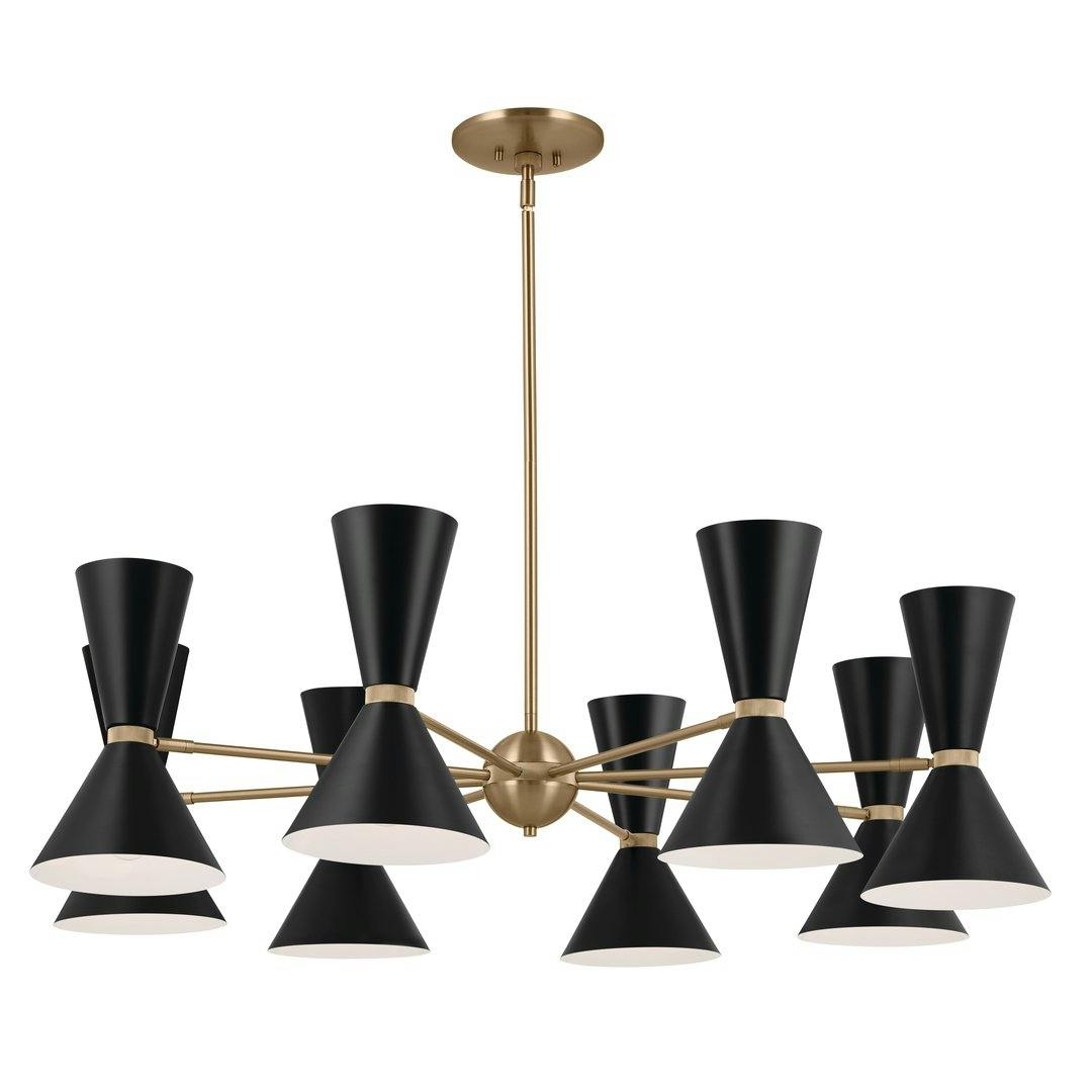 Phix 48.75 Inch 16 Light Chandelier in Champagne Bronze with Black on a white background