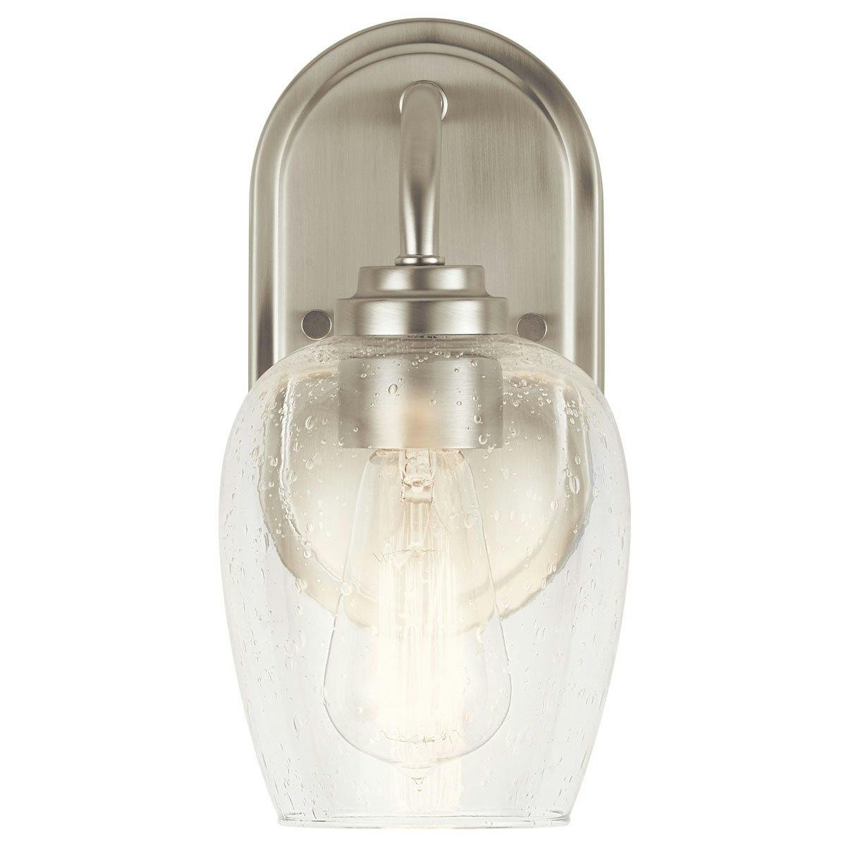 The Valserrano 10 inch Sconce 1 Light Nickel facing down on a white background
