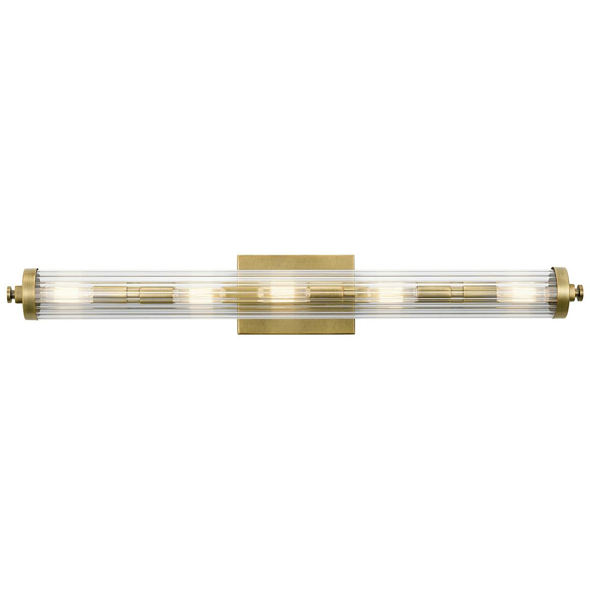 Front view of the Azores 5 Light Vanity Light Natural Brass on a white background
