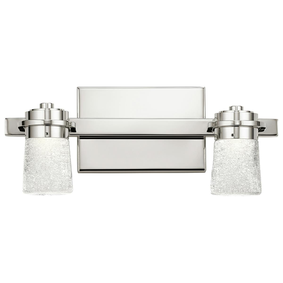 Front view of the Vada 3000K 2 Light Vanity Light Nickel on a white background