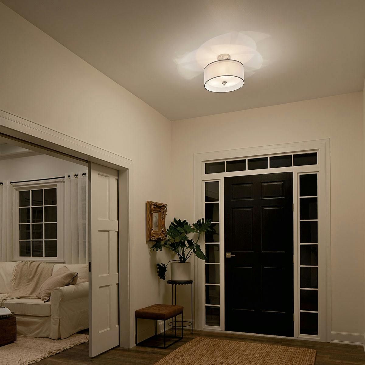 Night time Hallway image featuring Lacey flush mount light 42386AP