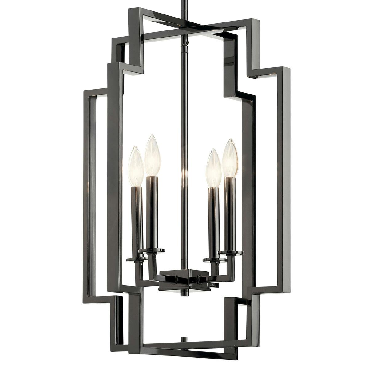 Close up view of the Downtown Deco 25" Foyer Pendant Chrome on a white background