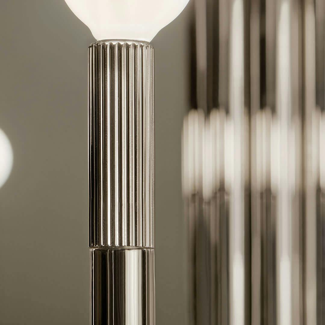 Close up of the Odensa 40.25 Inch 10 Light Chandelier in Polished Nickel