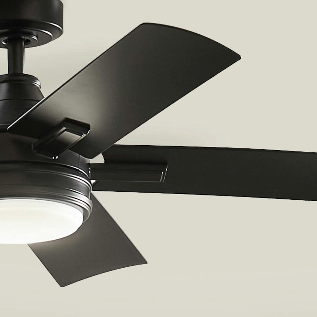 Day time interior with 52" Tide 5 Blade LED Outdoor Ceiling Fan Satin Black