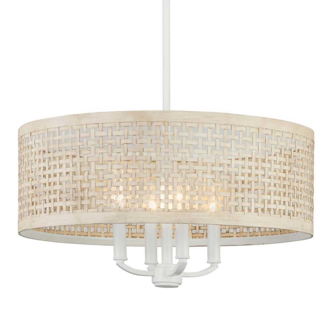 Sayulita 4 Light Chandelier White and White Washed Wicker on a white background