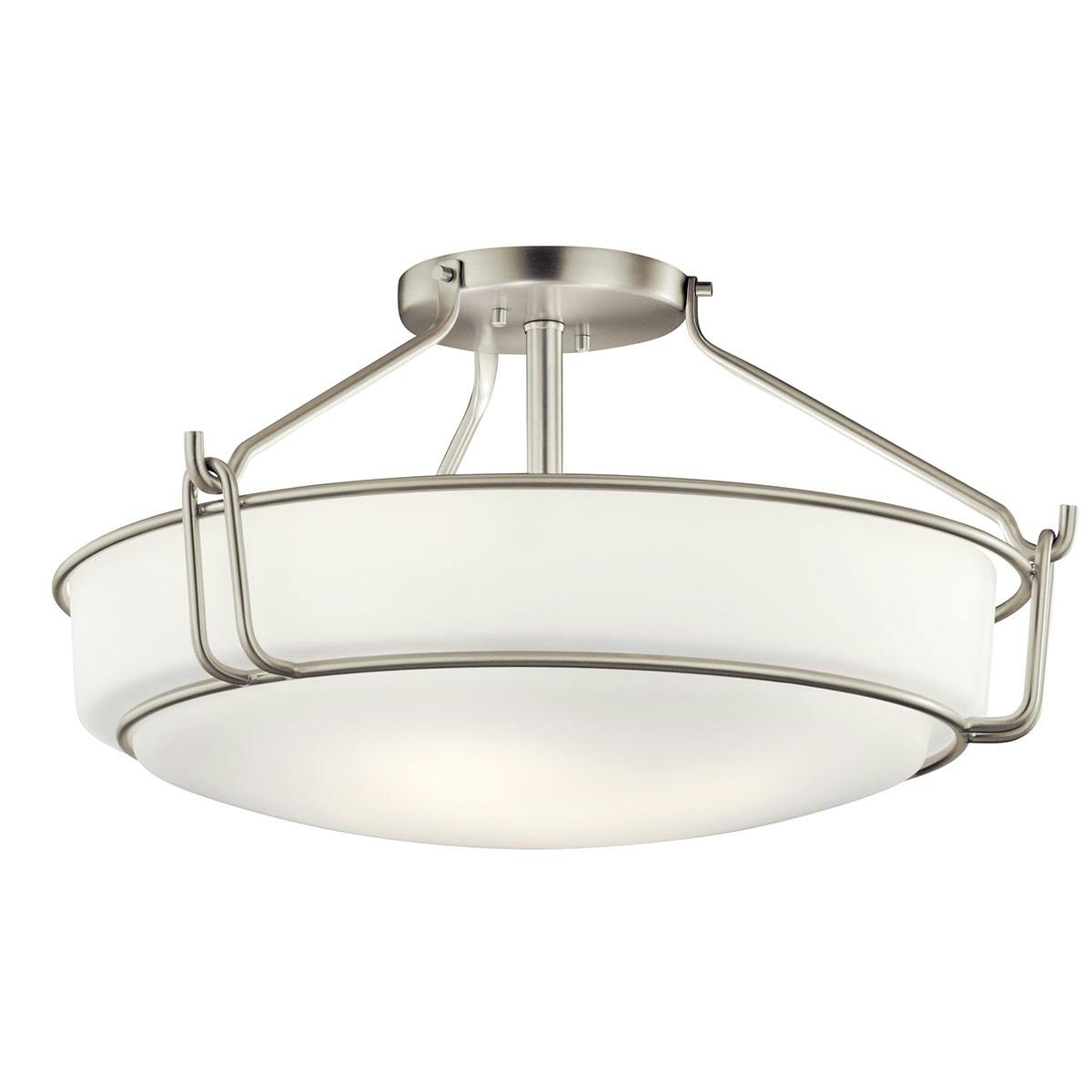 Alkire 22" Semi Flush in Brushed Nickel on a white background