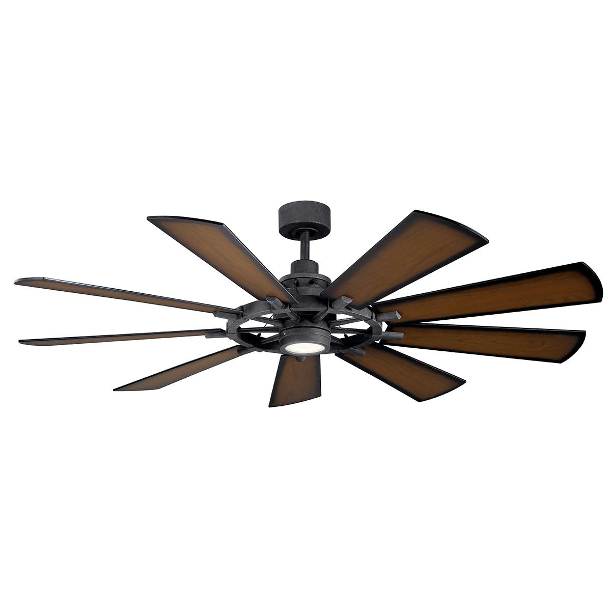 Gentry LED 65" 9 Blade Fan Black on a white background