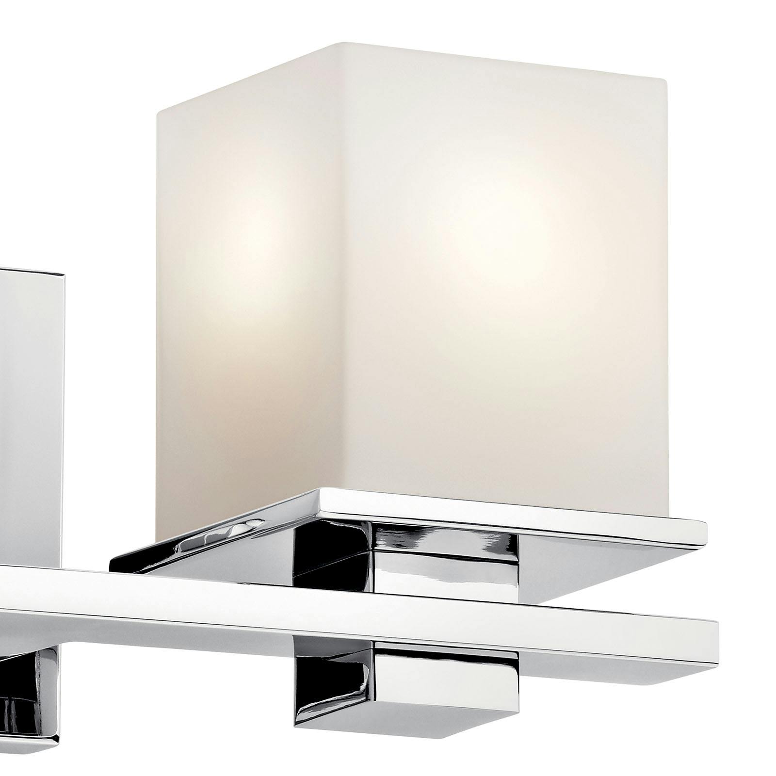 Close up view of the Tully 15" 2 Light Vanity Light Chrome on a white background