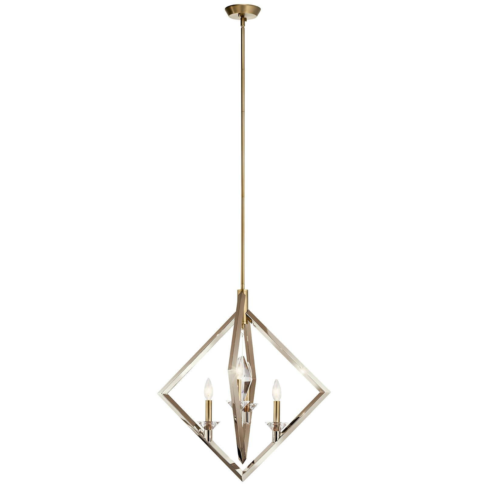 Profile view of the Layan™ 4 Light Pendant Polished Nickel on a white background