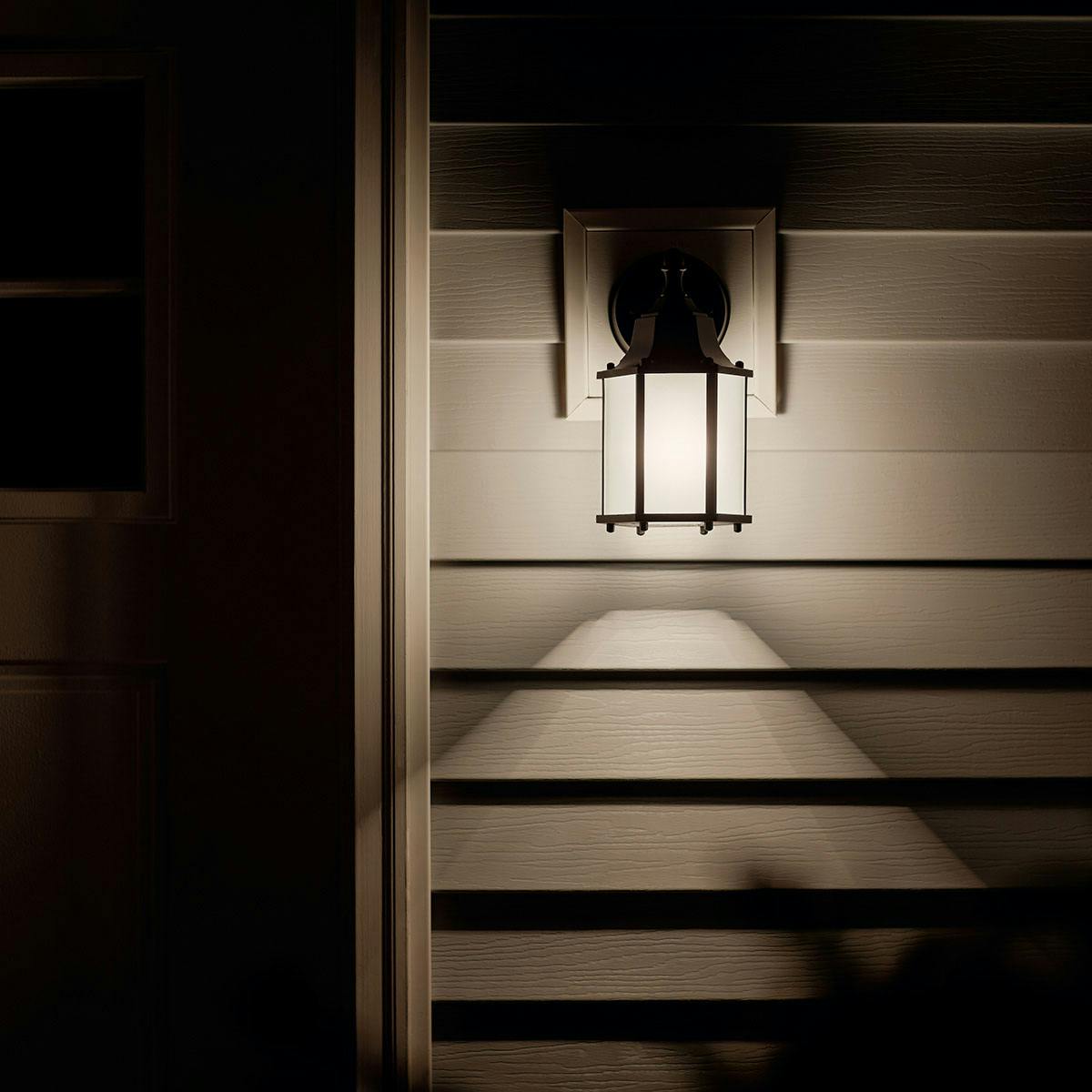 Night time Exterior image featuring Chesapeake outdoor wall light 9774BKS