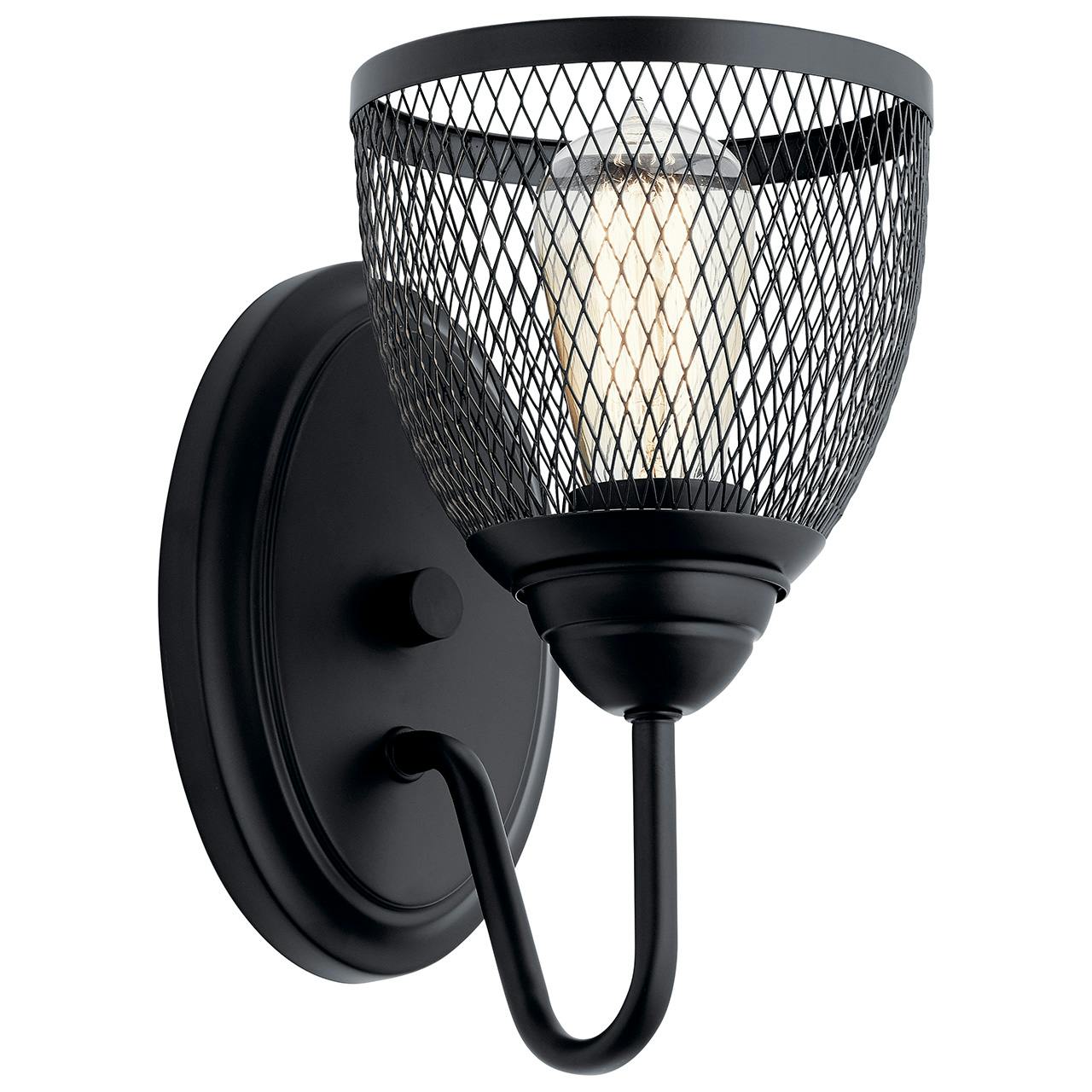 Voclain™ 1 Light Wall Sconce in Black on a white background