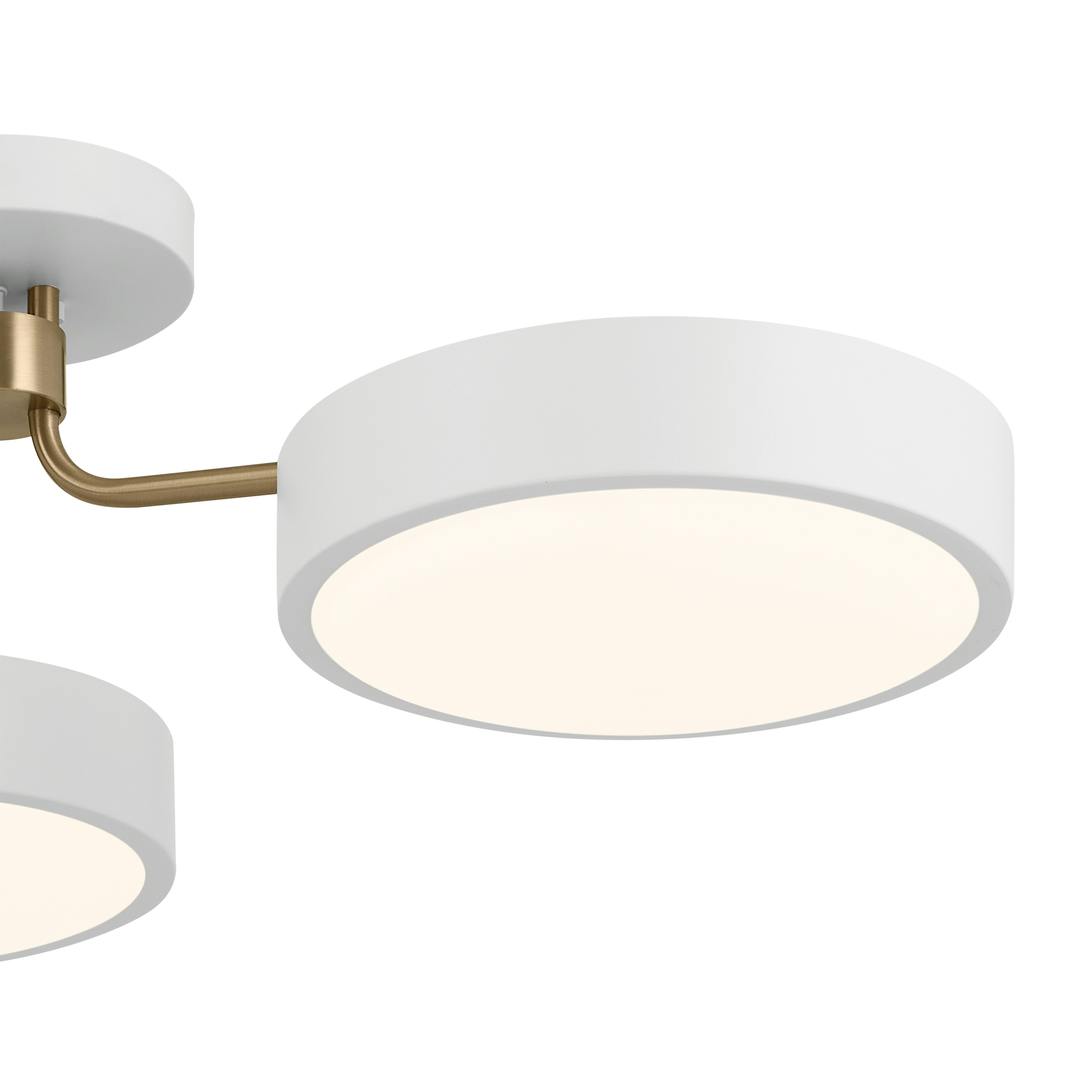 Close up view of the Sago 40" Semi Flush in White and Bronze on a white background