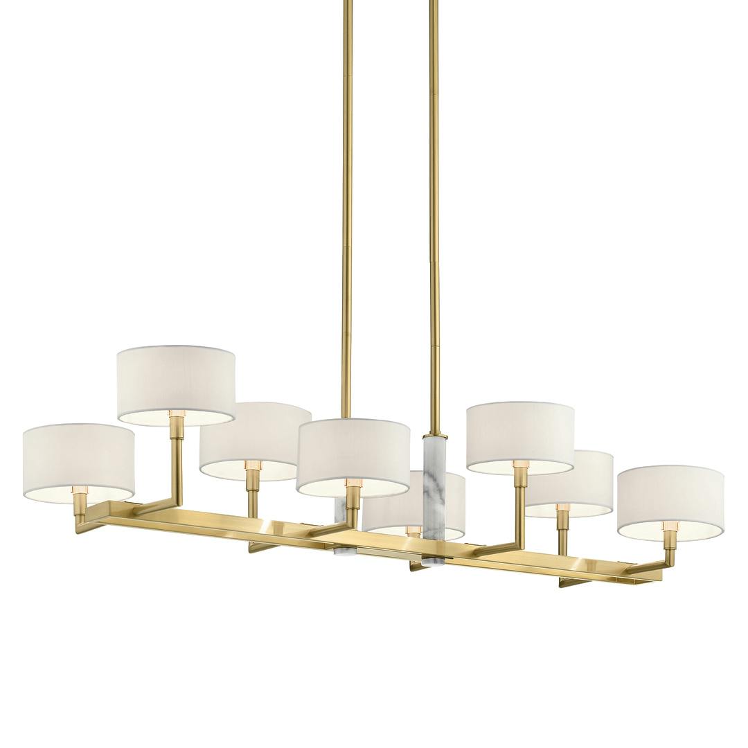 Laurent 8 Light Linear Chandelier Gold on a white background