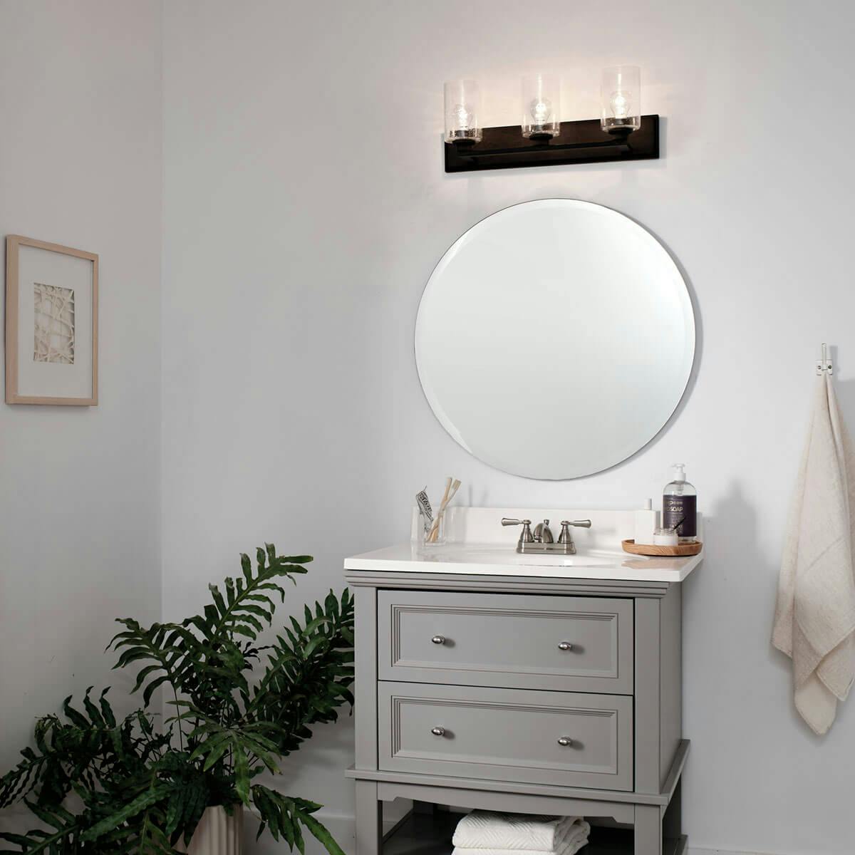Day time Bathroom featuring Amity vanity light 37490OZ