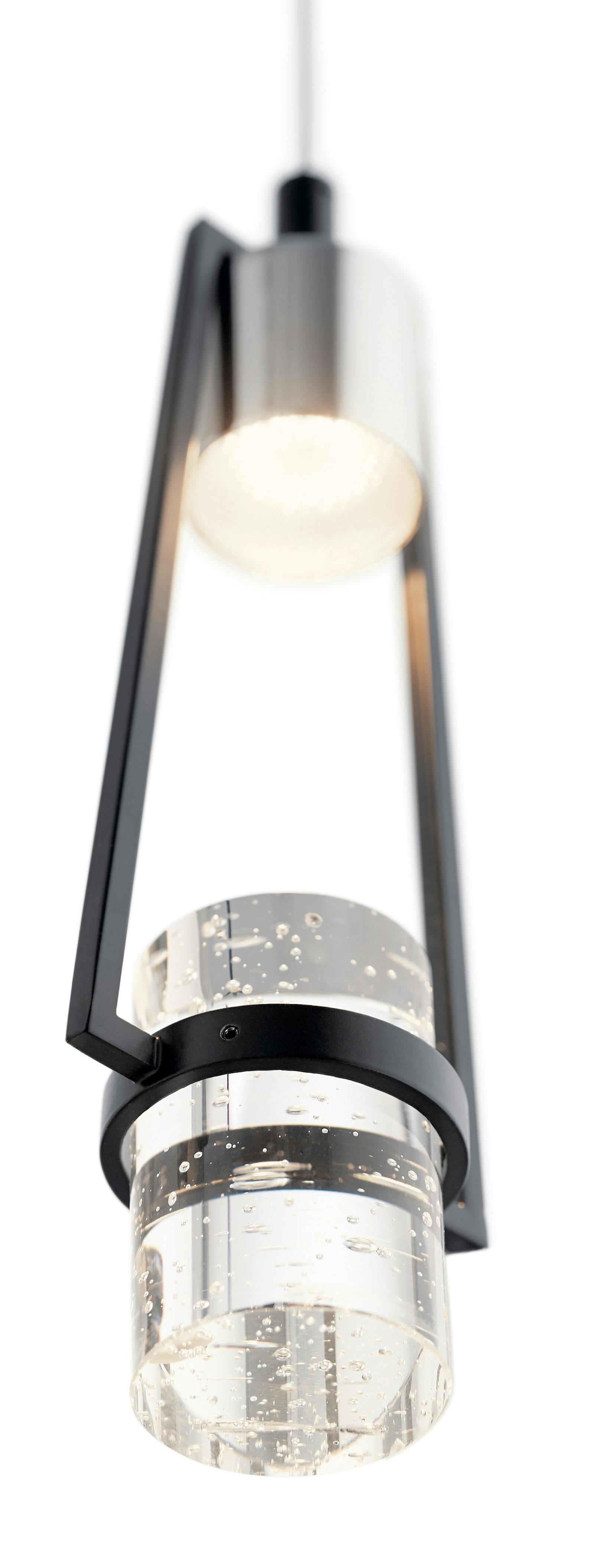 Close up view of the Ayse 1 Light LED Mini Pendant Matte Black on a white background