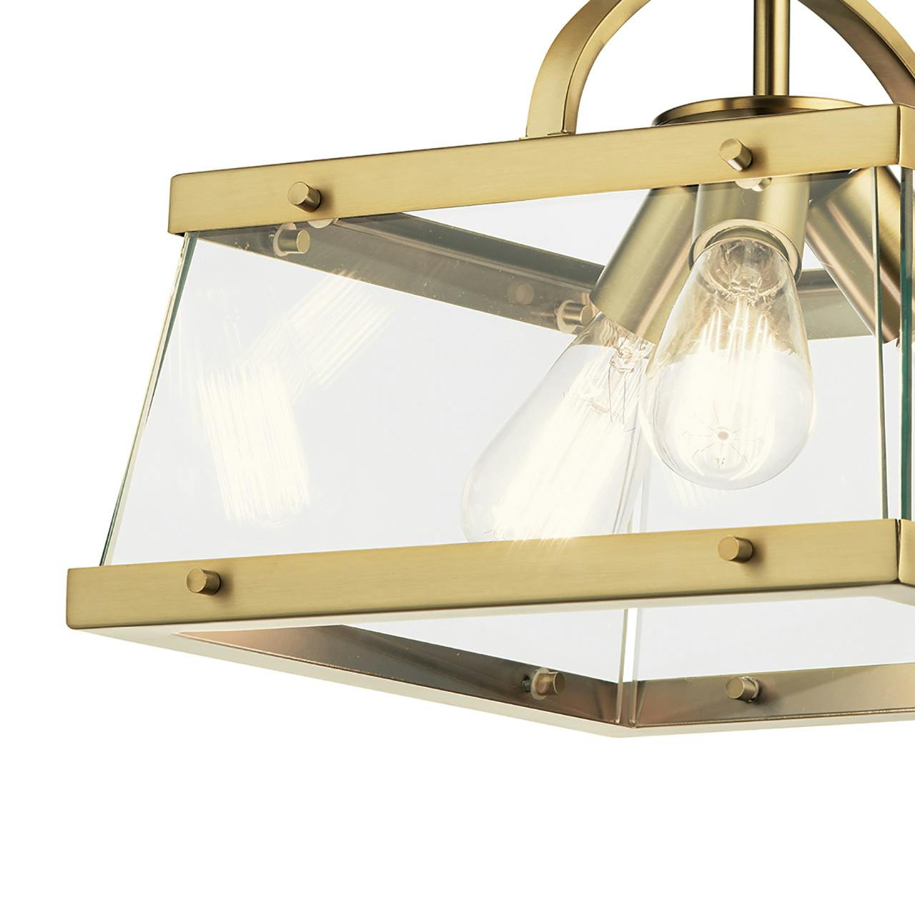 Close up view of the Darton 13.75" Convertible Pendant Brass on a white background