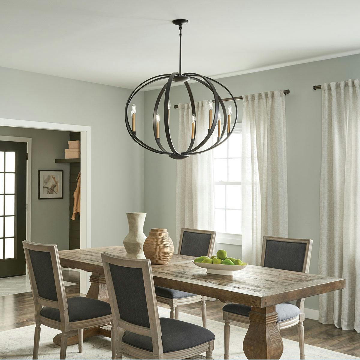 Day time dining room image featuring Elata chandelier 43872OZ