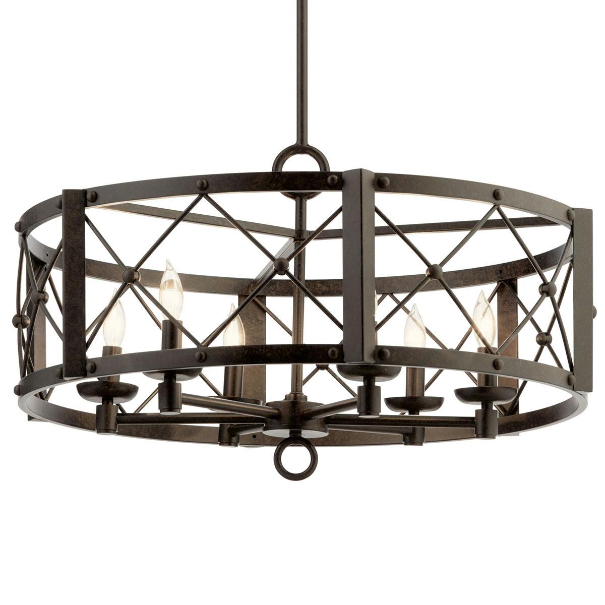 Arborwood 15" 6 Light Pendant with Bronze without the canopy on a white background