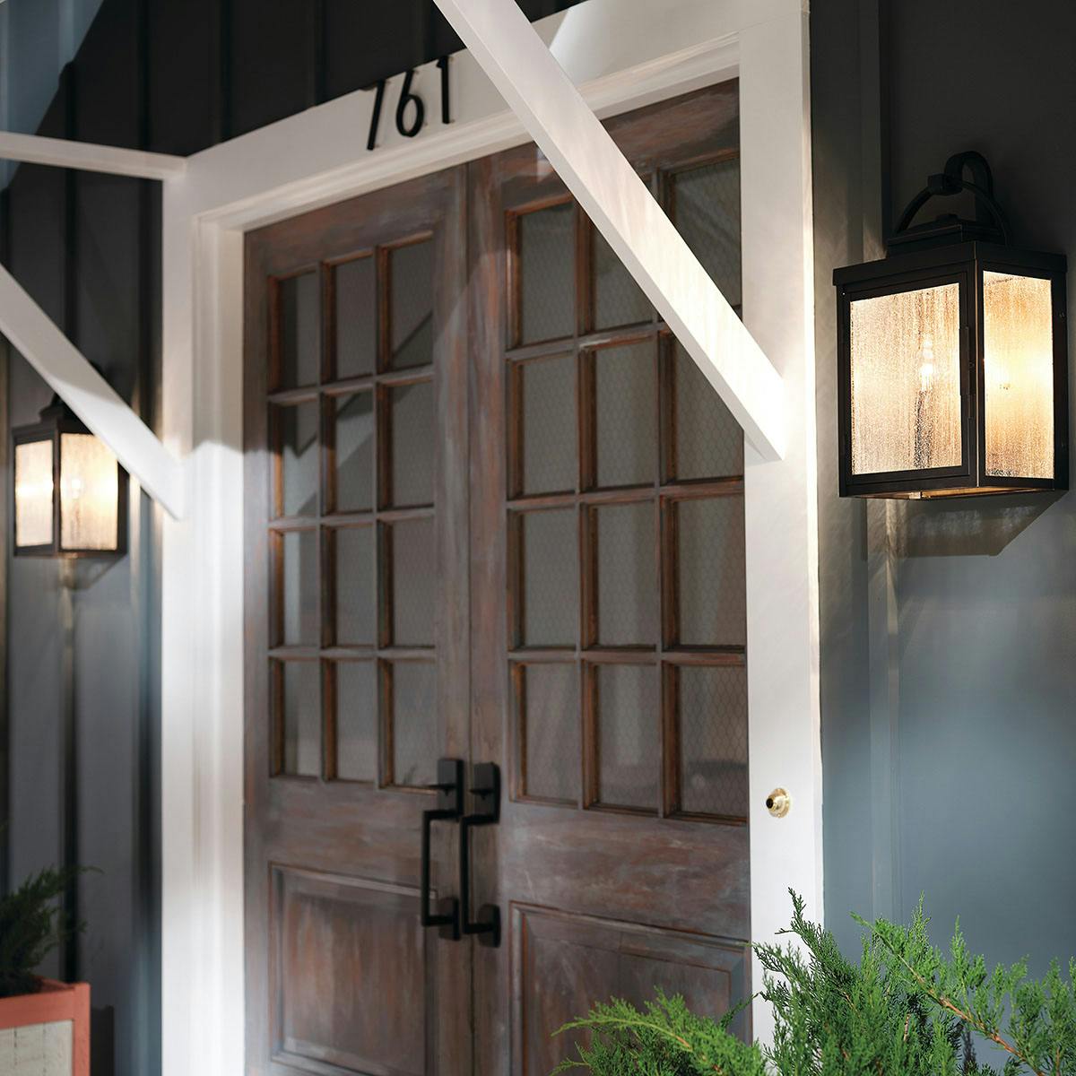Day time outdoor entryway image featuring Carlson outdoor wall light 59012RZ