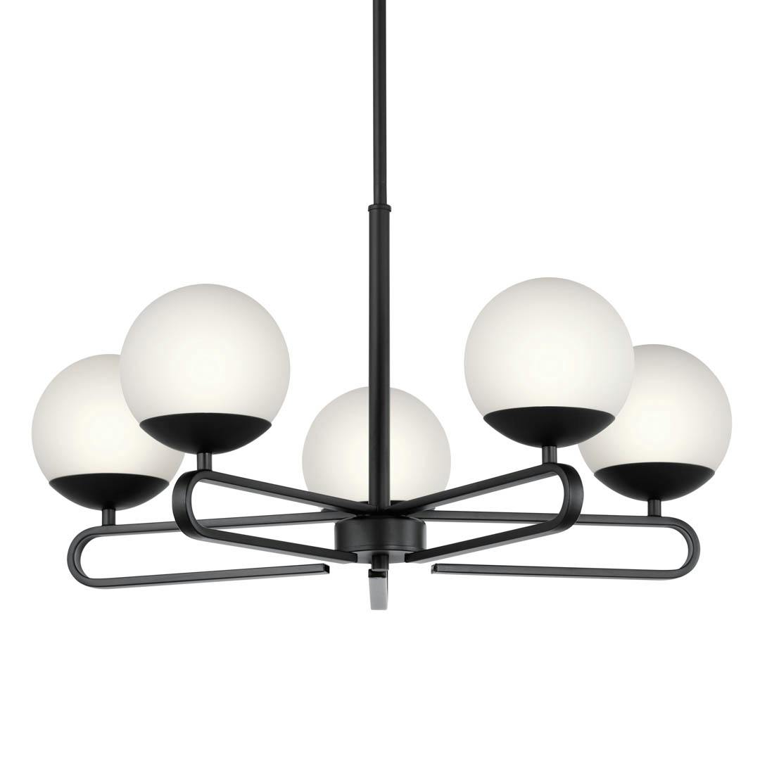 Ekero 5 Light Black Chandelier With Satin-Etched Cased Opal Glass on a white background