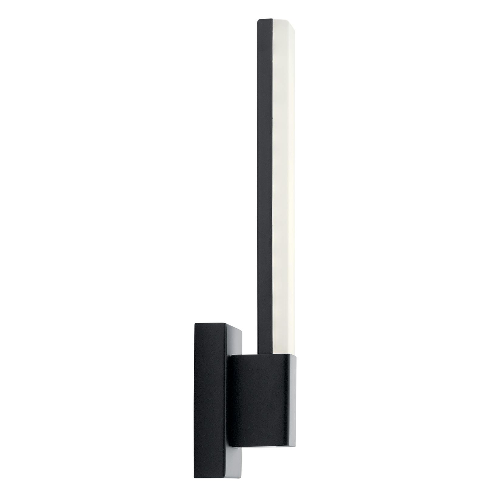 Profile view of the Neltev LED Sconce with Down Light Black on a white background