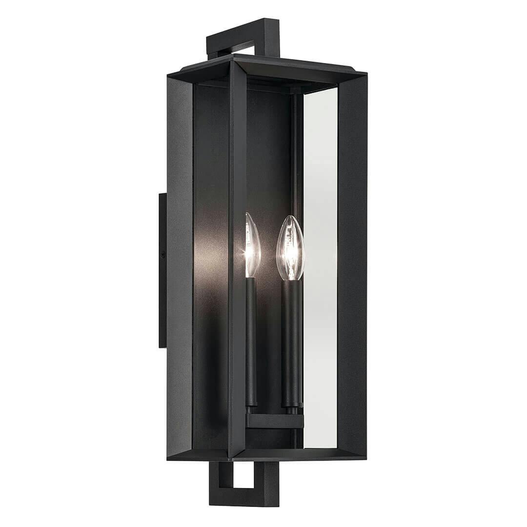 The Kroft 20.5" 2 Light Outdoor Wall Light with Clear Glass in Textured Black on a white background