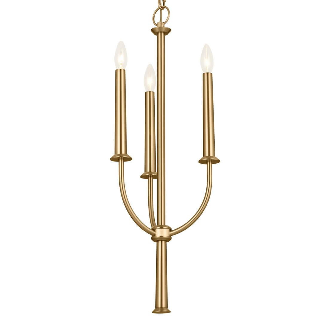 Florence 28.5" 3 Light Pendant Brushed Natural Brass on a white background
