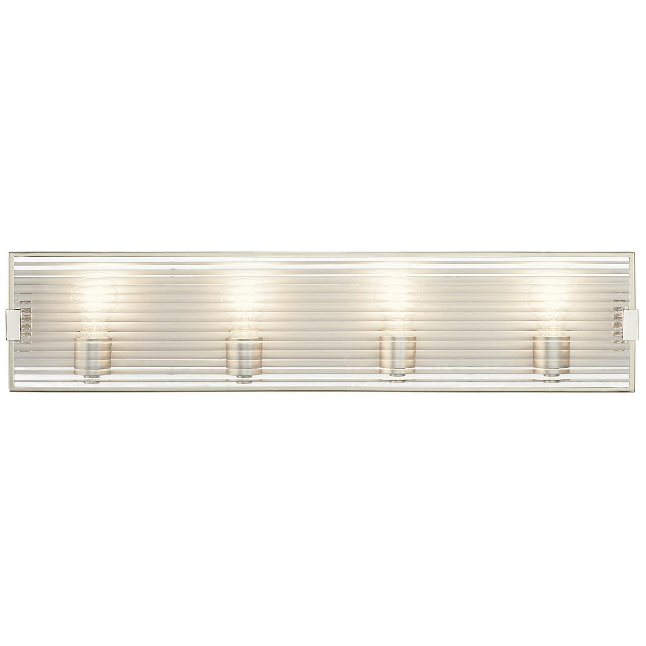 Front view of the Logan 31" Linear Vanity Light Nickel on a white background