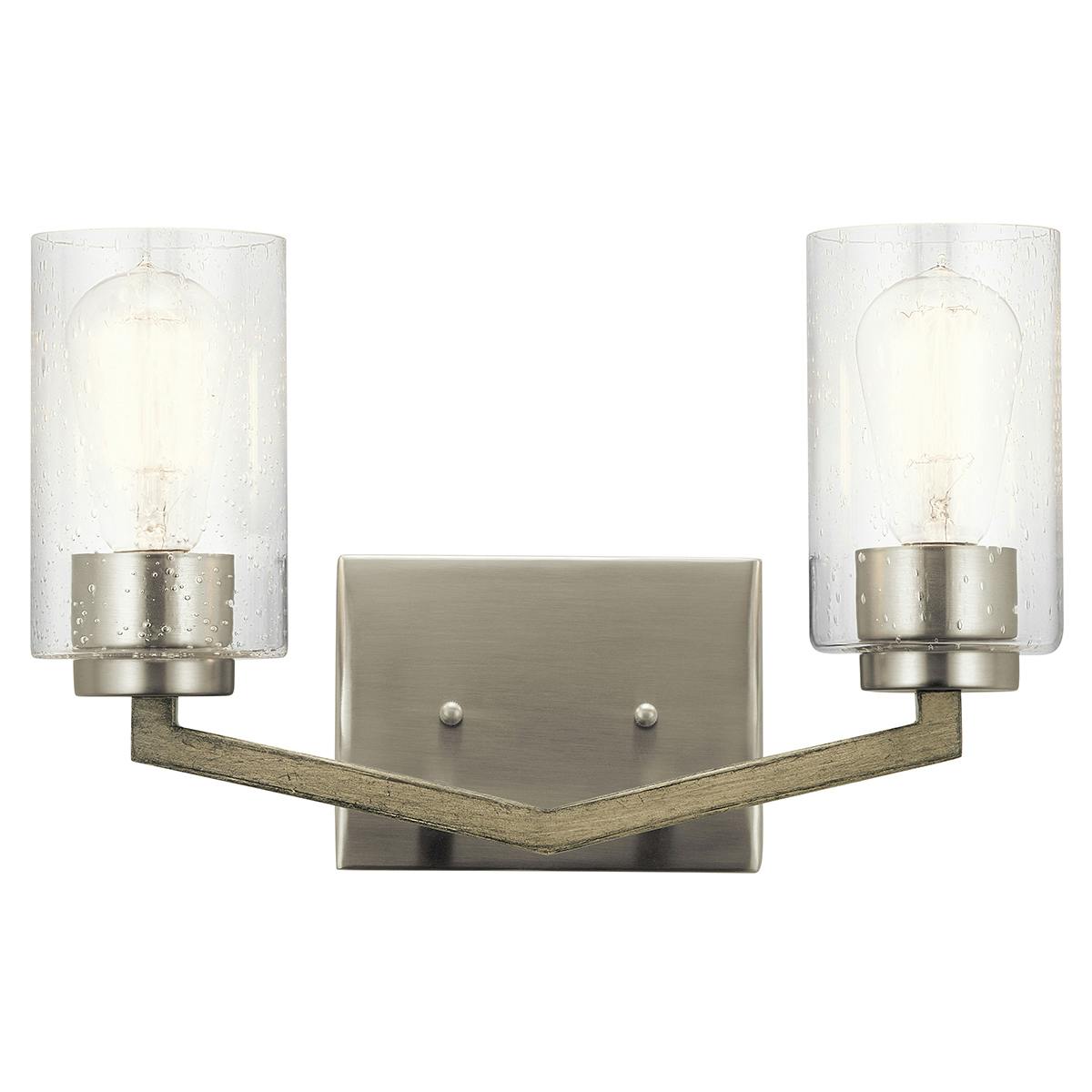 Front view of the Deryn™ 14.5"  Vanity Light Antique Grey on a white background