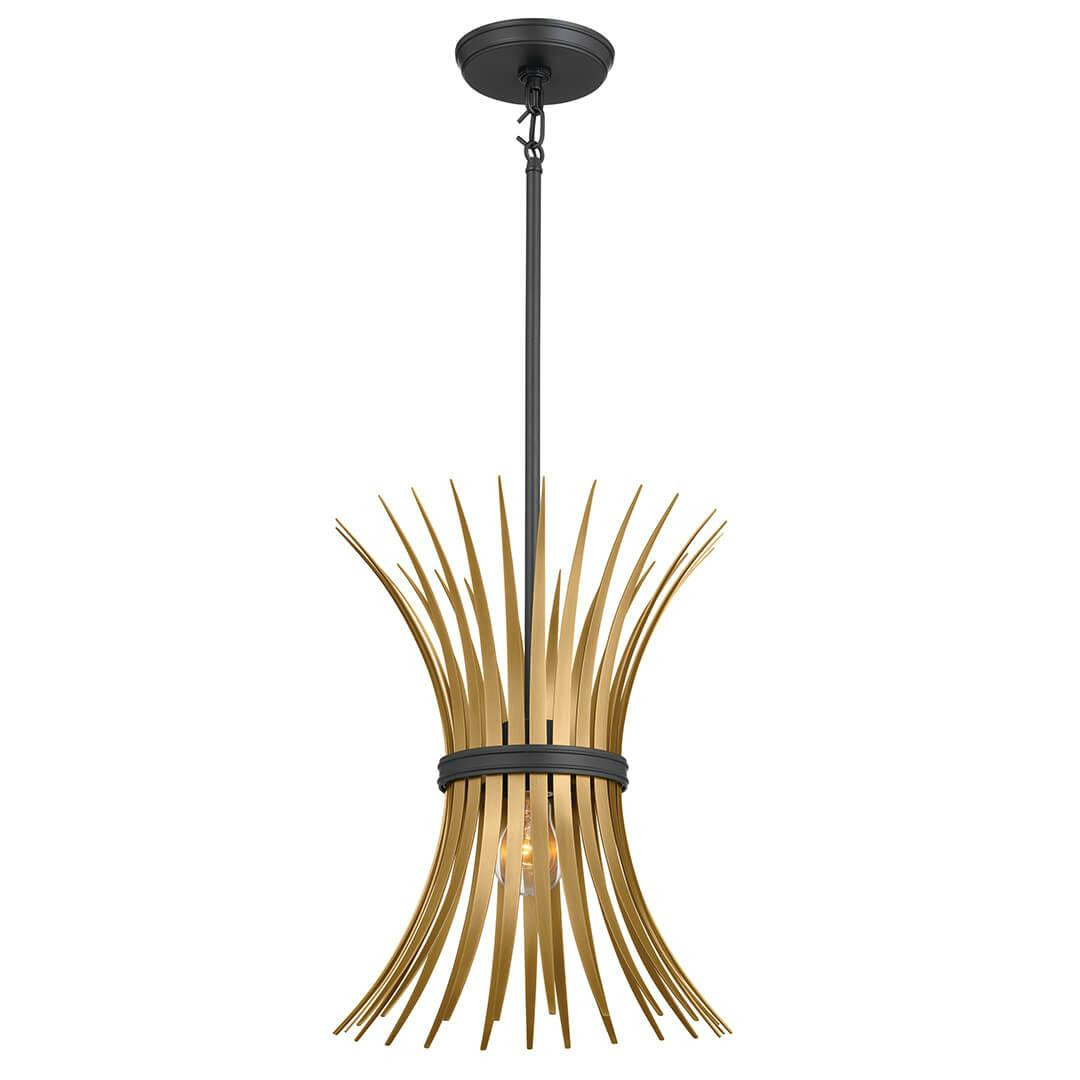 Baile 1 Light Mini Pendant Natural Brass and Black on a white background