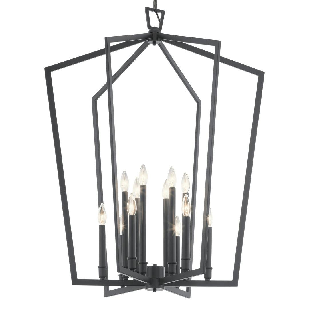 Close up of Abbotswell 30" Foyer Chandelier Black on a white background