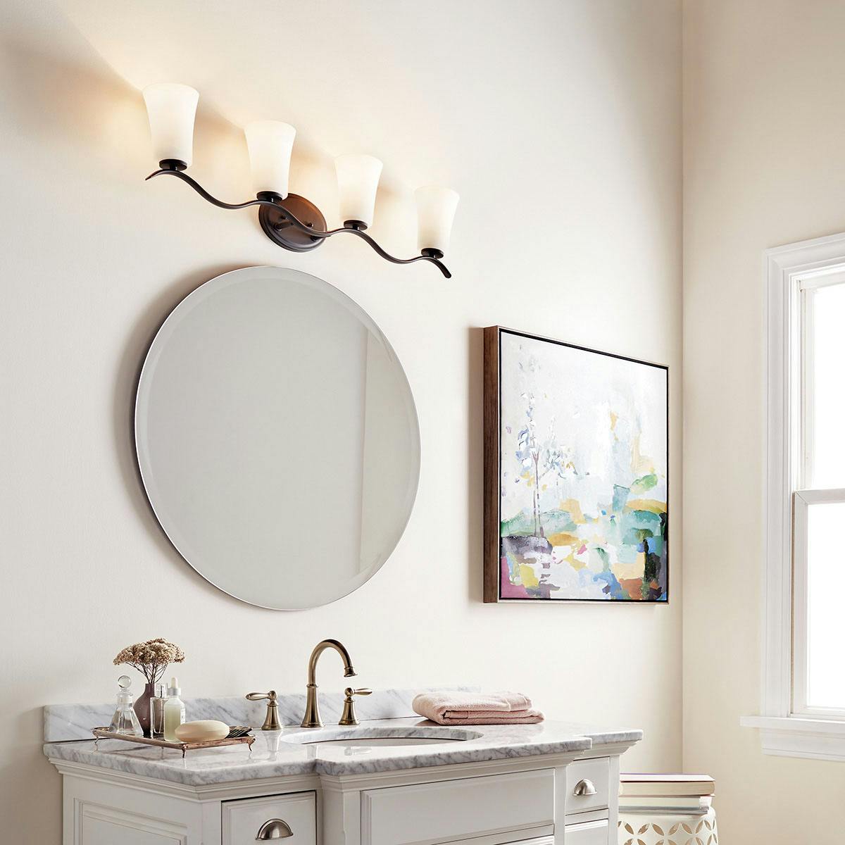 Day time Bathroom featuring Armida vanity light 45377OZ
