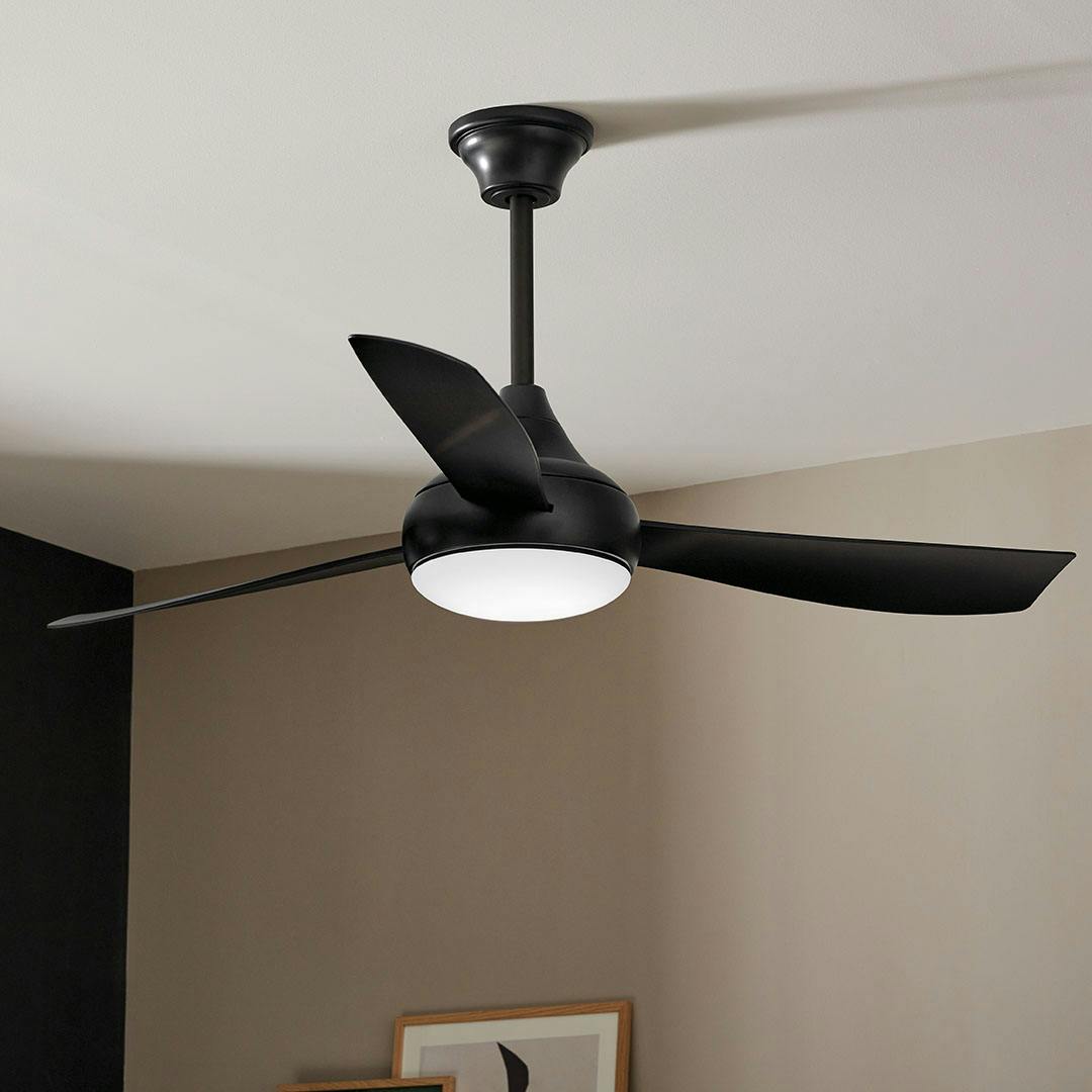 Laundry room in day light with the 54 Inch Ample Ceiling Fan in Satin Black with Satin Black Blades