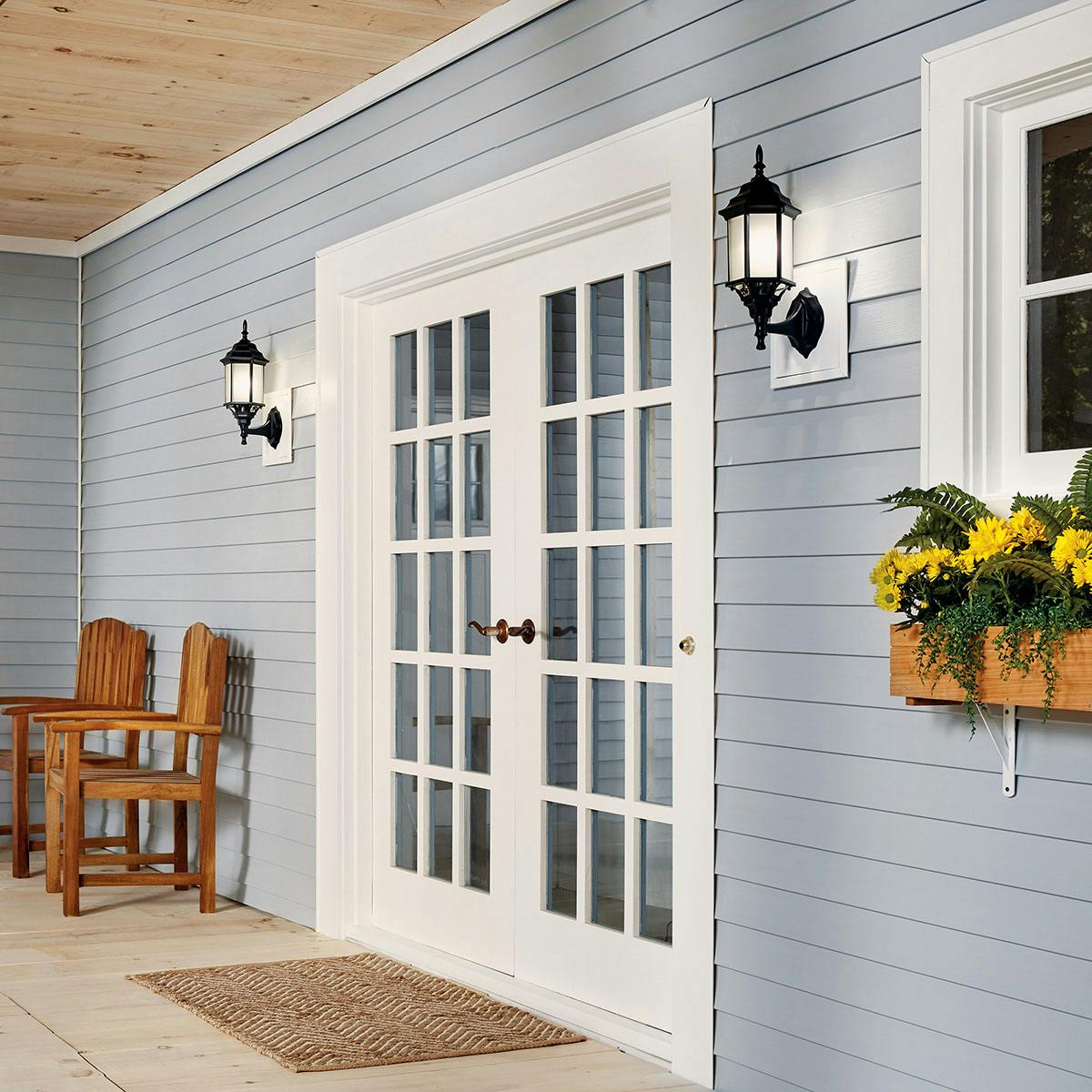 Day time Exterior image featuring Chesapeake outdoor wall light 49255BKS