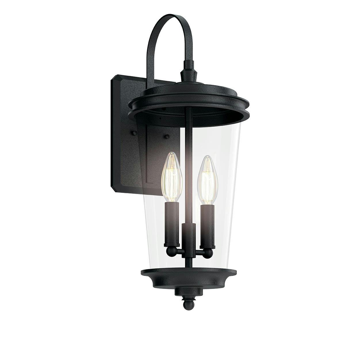The Holmden 21" 2 Light Outdoor Wall Light Textured Black on a white background