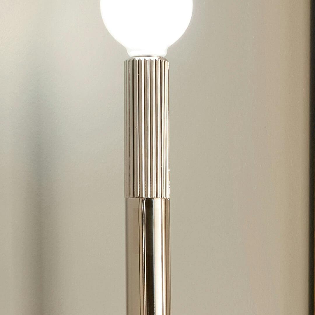 Close up of the Odensa 17 Inch 2 Light Wall Sconce in Polished Nickel