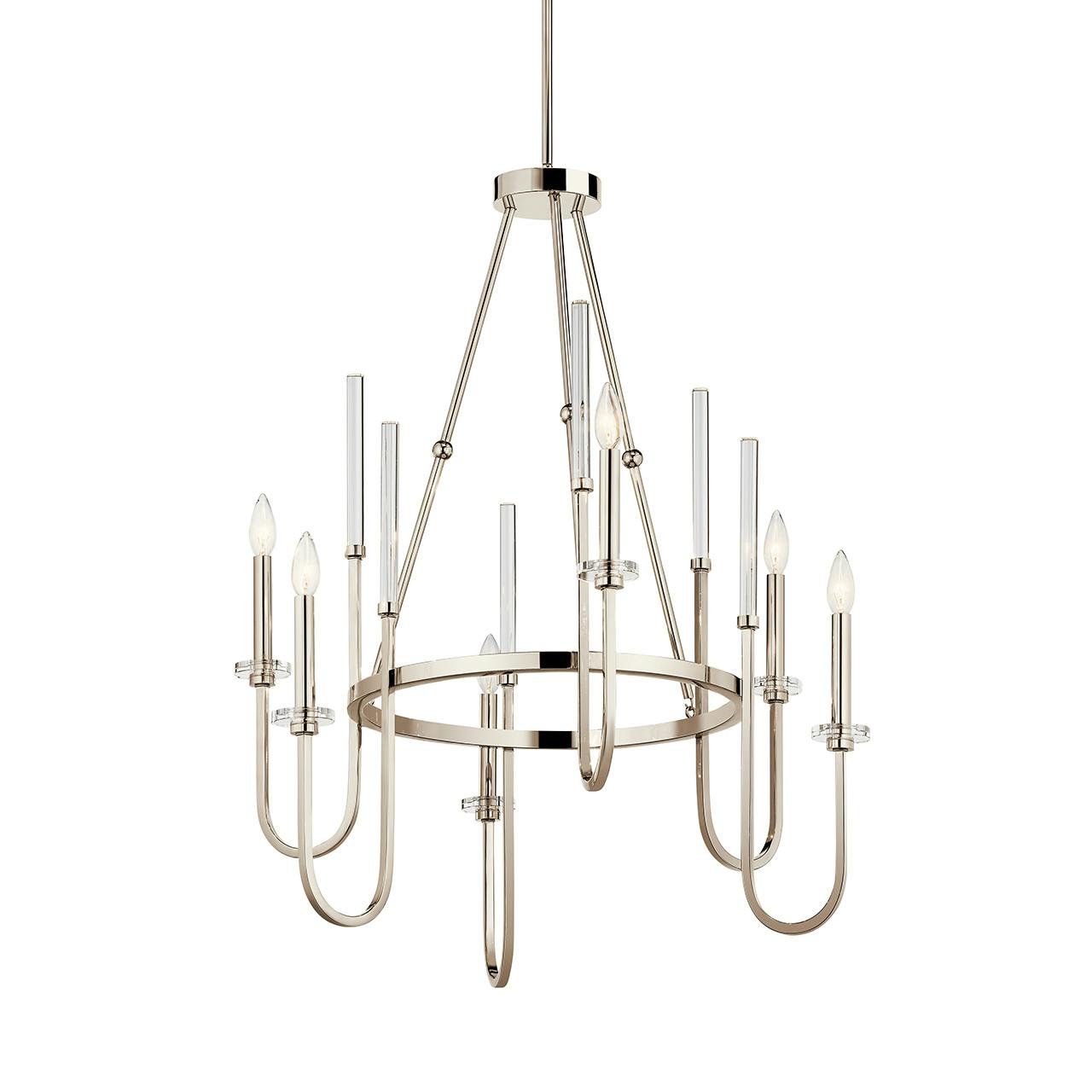Kadas 36.25" 6 Light Chandelier Nickel without the canopy on a white background
