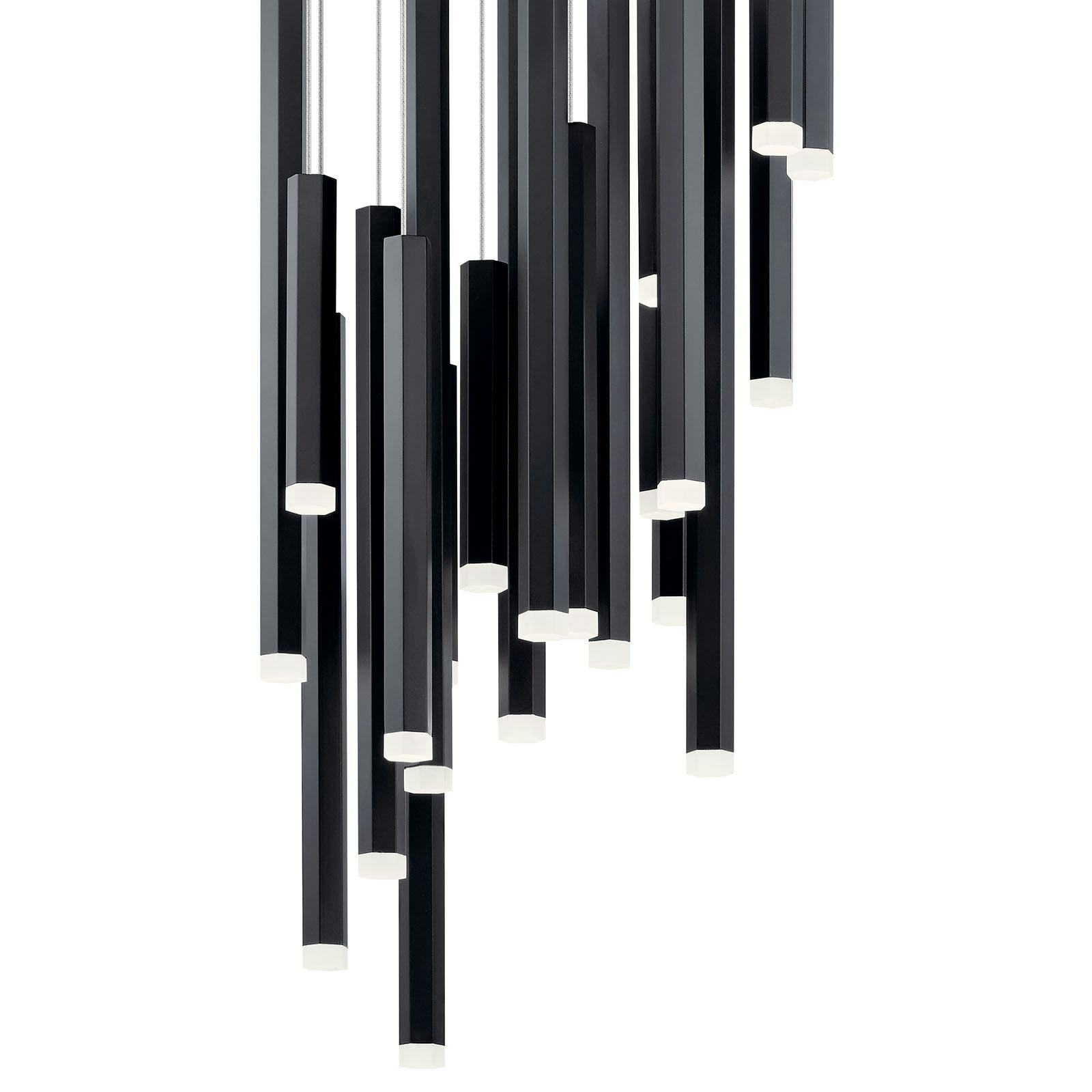 Close up view of the Soho 24 Light Pendant Cluster Black on a white background