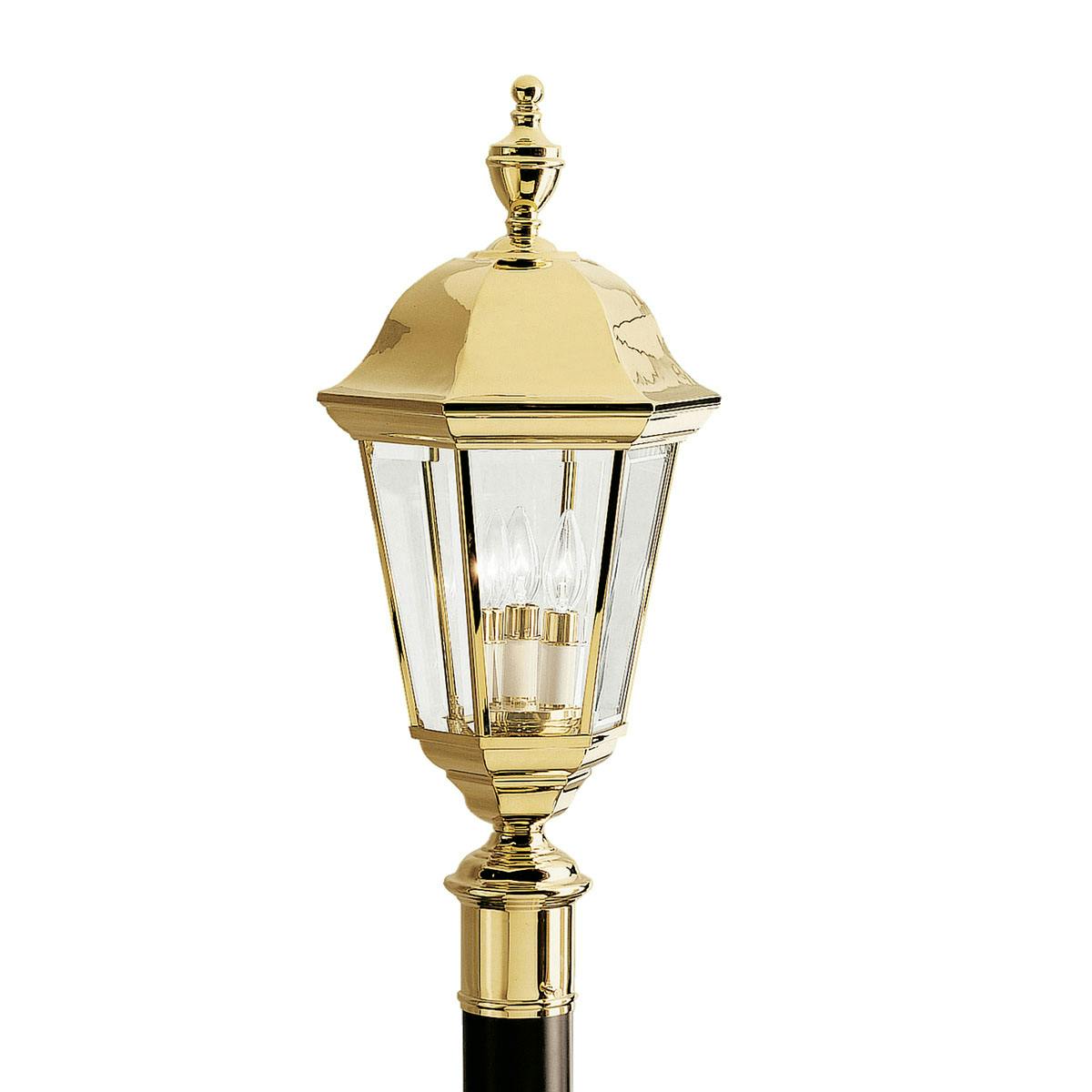 Grove Mill™ 1 Light Post Light Brass on a white background