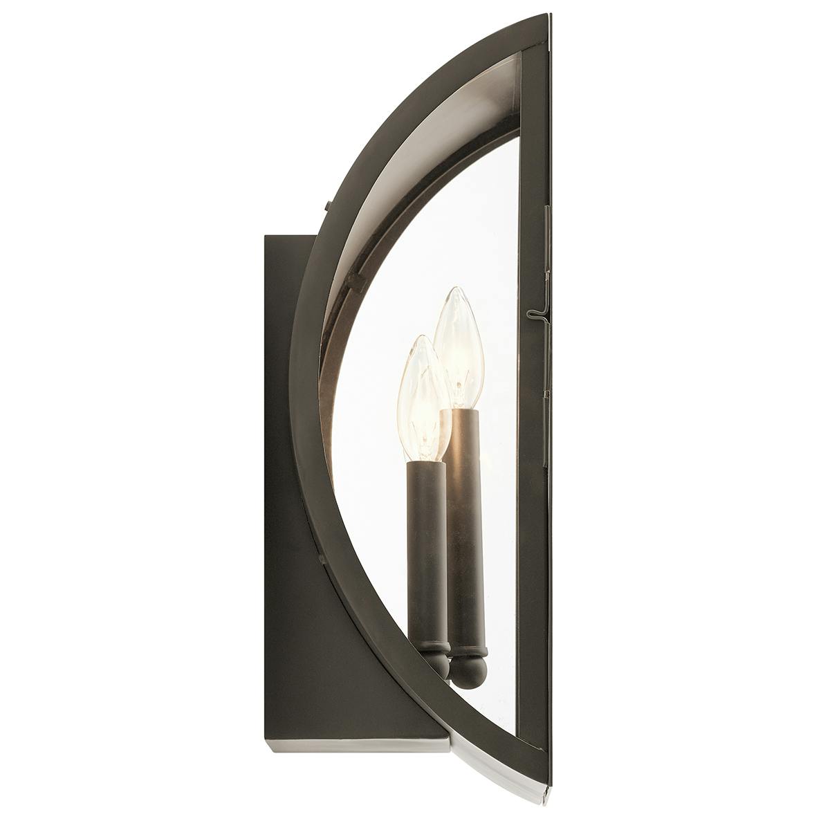 Profile view of the Narelle 17" Wall Light Olde Bronze on a white background