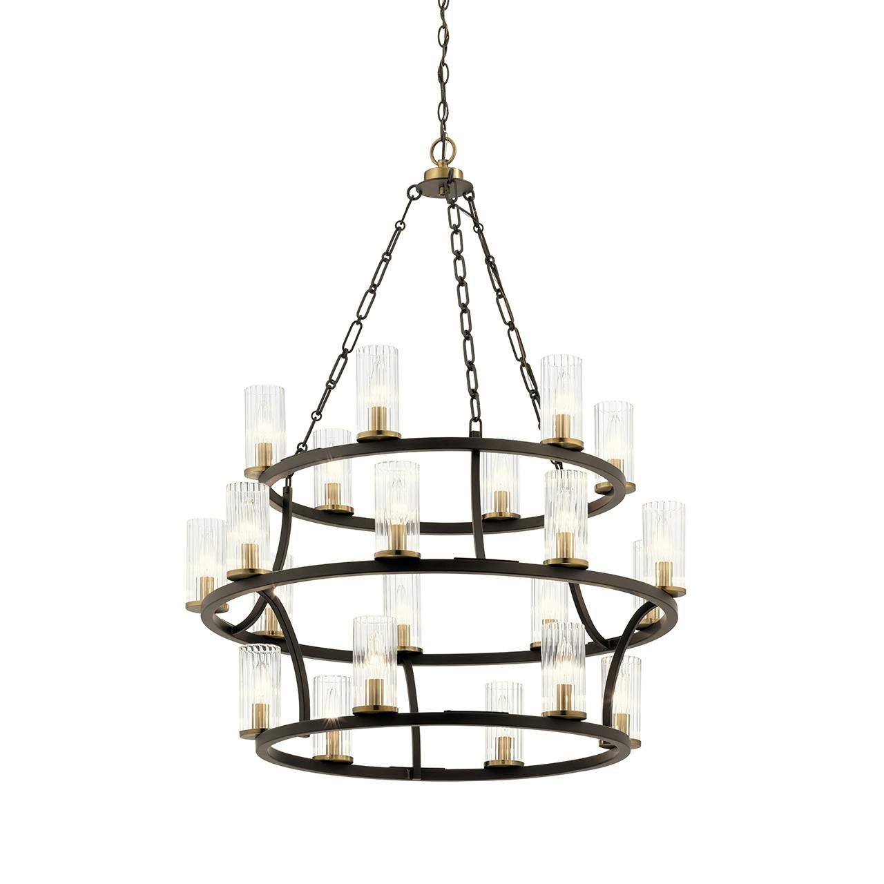 Mathias 21 Light 3 Tier Chandelier Bronze without the canopy on a white background