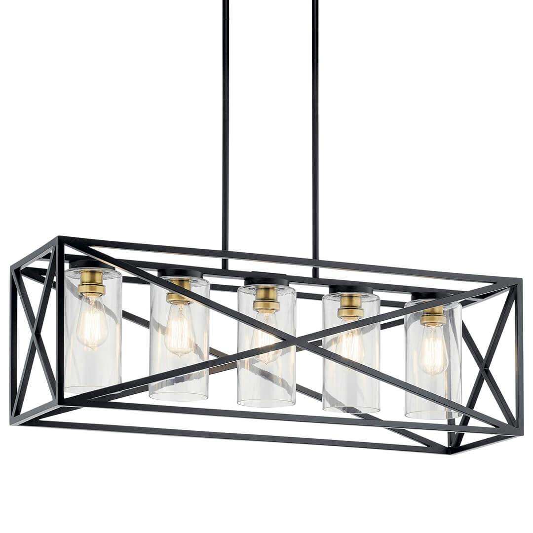 Moorgate 36" Linear Chandelier in Black on a white background