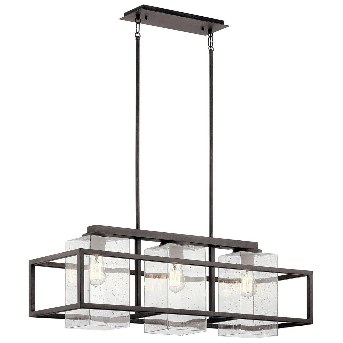 Wright 3 Light Linear Chandelier Zinc on a white background
